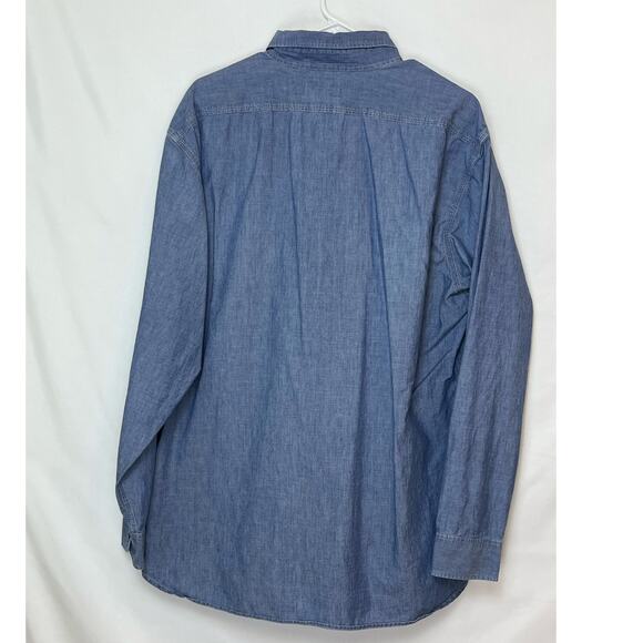 Polo Jeans Co. Ralph Lauren Mens XL Blue Long Sleeve Chambray Button Front Shirt - Picture 2 of 5
